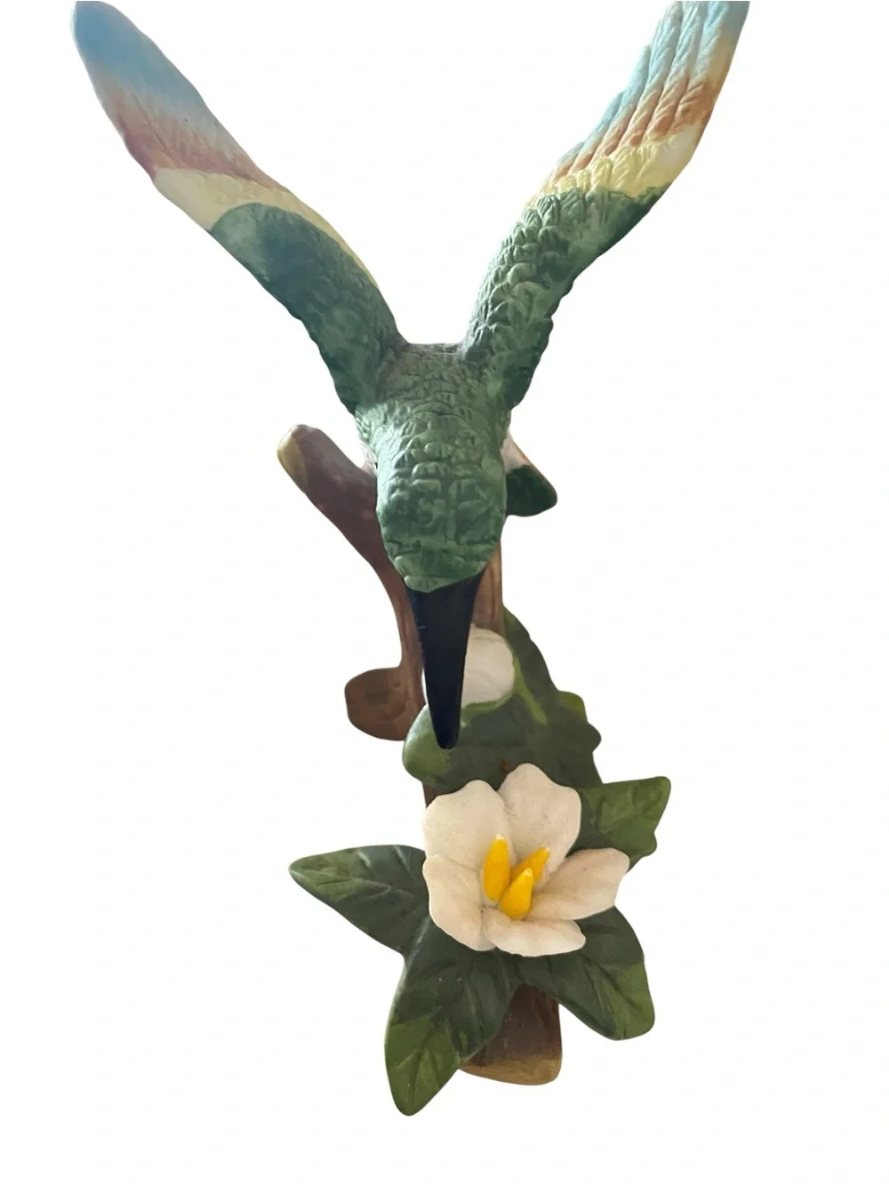 Vintage Italy Capodimonte Savastano ceramic candleholder & hummingbird figurine